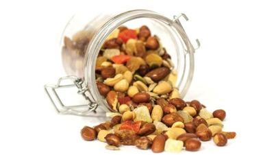 Dried nuts and fruits trail mix