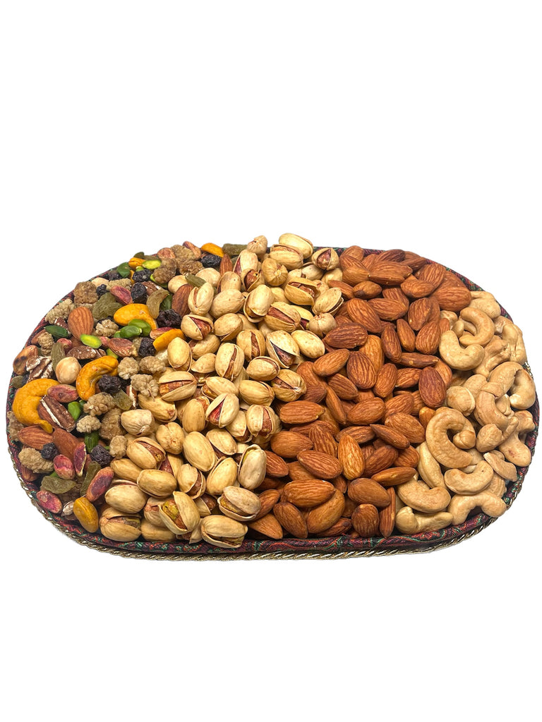 Salted Mixed Nuts in Round Termeh Tray