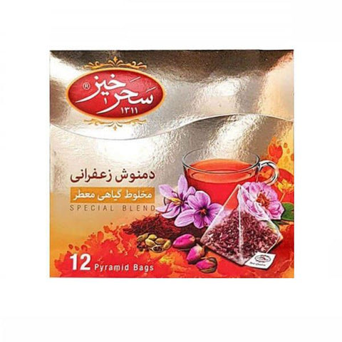 Sahar Khiz Saffron Herbal Infusion 12 Pyramid Bags 2gr - Tavazo Corporation