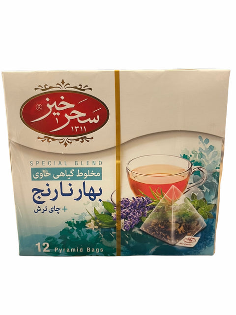 Saharkhiz Relaxing (Orange Blossom) Herbal Infusion 12 Pyramid Bags 2gr